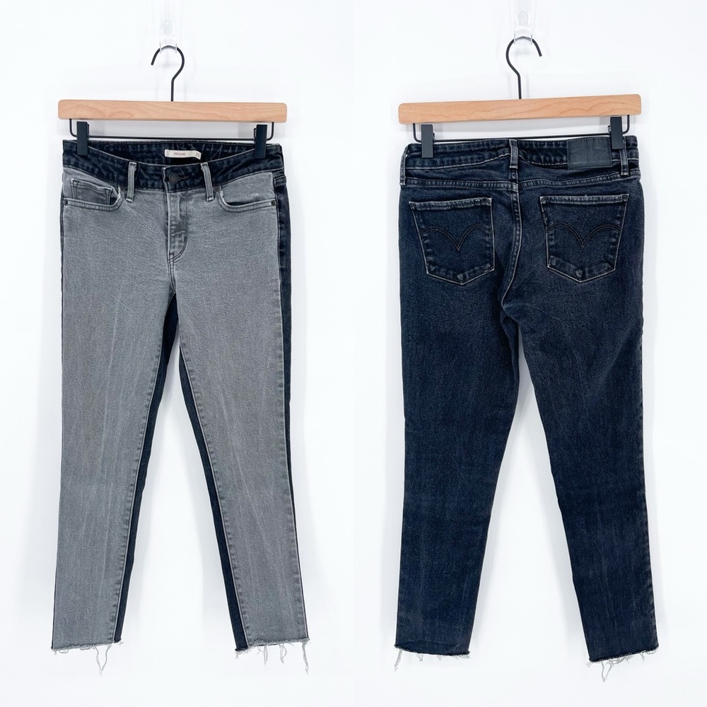 Levi’s 711 Two-Toned Skinny Jeans Raw Hem Black/Gray Size 25